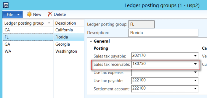ledger posting group