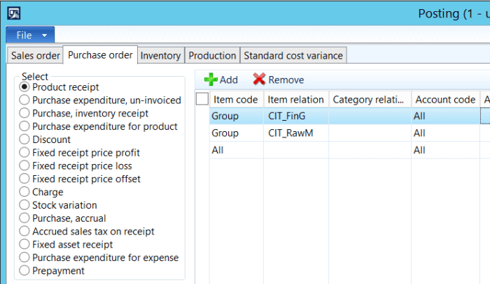 posting - purchase order