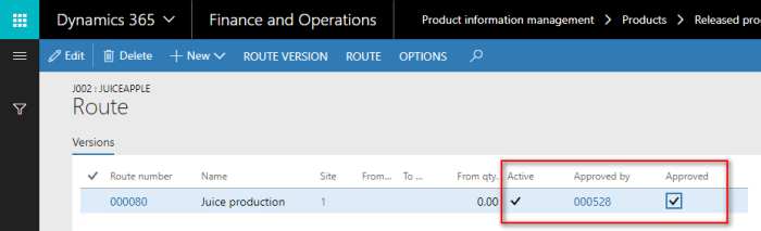 route approve and activate