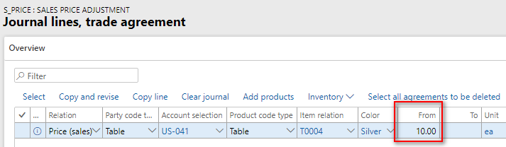 Journal lines - from