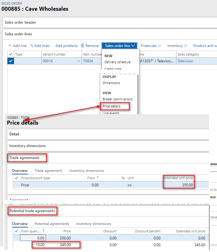 Price details - trade agreements