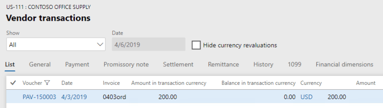 Advance payment to vendor in Dynamics 365 for Finance and Operations ...