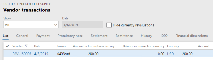 Advance payment to vendor in Dynamics 365 for Finance and Operations ...